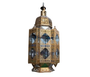 Lámpara colgante de hierro marroquí hecha a mano de alta calidad, decoración de Vidrio colorido para el hogar para Navidad, Año Nuevo - Product Image 1