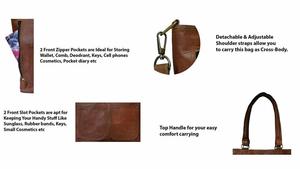 Bolso de hombro de piel auténtica para mujer, bandolera, marrón, de cuero de la mejor calidad - Product Image 3