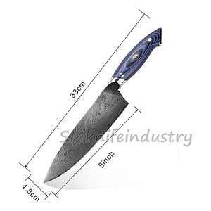 Custom Hand Forged Damascus <b>Kitchen</b> Chef <b>Knife</b> With Leather sheath cover (smk1971) - Product Image 3
