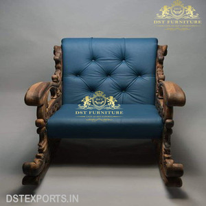 Chaise à bascule en bois de teck style Antique, mobilier à bascule, artisanal à la main, nouveau, - Product Image 2