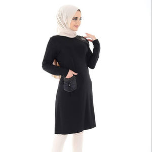 New Season Women Plus Size Tunic With Leather Pockets Islamic <b>Clothing</b> Abaya Kaftan Muslim Islamic Fashion <b>Turkish</b> Quality - Product Image 1