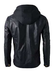 Vestes en cuir de haute qualité avec capuche, meilleur design, veste en cuir de qualité supérieure, veste en cuir tendance pour hommes - Product Image 2