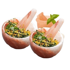 ครกเกลือและสากทำมือสีชมพูเข้มทำด้วยชุดเกลือคริสตัลที่มีอยู่ที่นี่ - Product Image 6