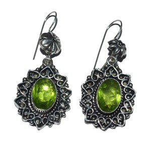 Piedra preciosa Sombra amarilla Pendiente de moda Piedra semipreciosa Artesanía - Product Image 1