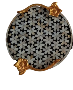 Bandeja de servicio de ratán de resina tradicional moderna con diseño de perla madre para bares de restaurante de Hotel en casa precio bajo - Product Image 3