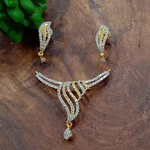 CUBIC ZIRCONIA RHODIUM PLATED AFRICAN DESIGN BOLLYWOOD STYLE MANGALSUTRA WHOLESALER JEWELRY SUPPLIER FROM INDIA