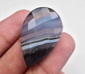 Cabochon en Agate banderole de haute qualité, à facettes, pierres précieuses, forme et taille personnalisés, bien poli, fait à la main - Product Image 3