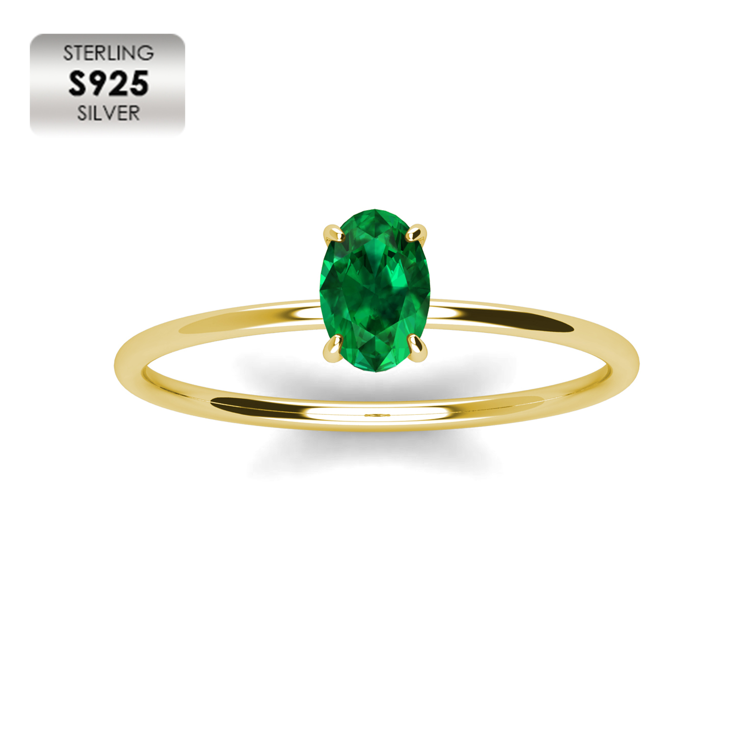 925 Silver 18K Yellow Gold Plated Dainty Ring