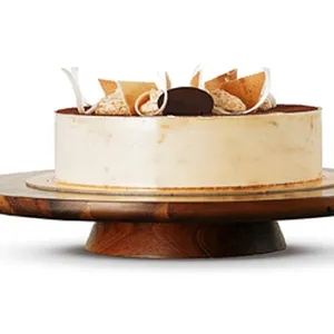 Вращающийся поворотный стол для торта с деревянной подставкой