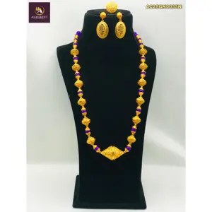 Tradisional India Ngalam Kalung Set Perhiasan dengan Gaya Ngalam Anting Set