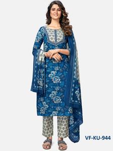 Vestido de algodón con estampado de bloque a mano para mujer, conjunto de ropa informal étnica, kurti indio, con platzo y dupatta - Product Image 3