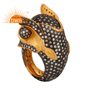 Elephant Design 18k Gold Plated Silver Cubic Zirconia <b>Statement</b> <b>Ring</b> Gemstone Jewelry For Women Gift For Her - Product Image 1