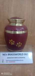 Urna de cremación para mascotas, suministros funerarios de latón azul con pata de mascota plateada grabada, moda India - Product Image 6