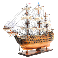 T212 - Maquette de bateau HMS Victory à fond en cuivre, réplique vietnamienne en bois peinte à la main, avec support d'exposition, objet de collection, décoration, cadeau