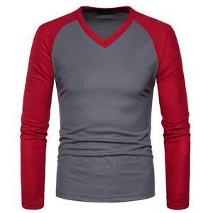 Nouveauté T-shirt à manches longues pour homme, col en V, 100% coton, tricoté, uni, design personnalisé, prix de gros, Bangladesh - Product Image 6