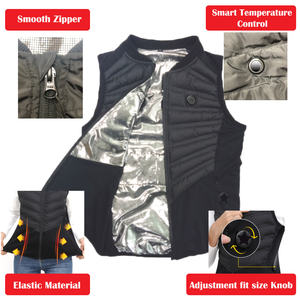 Chaleco y chaleco de autocalentamiento USB de 5V personalizado para hombres y mujeres de alta calidad con material elástico y diseño de perilla de ajuste - Product Image 3