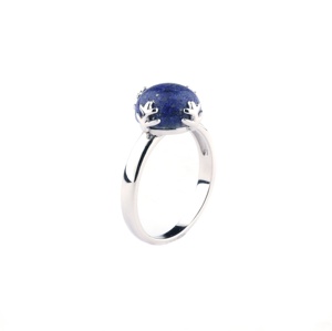 Anneau en argent sterling 925 pour femmes, pierres précieuses naturelles, flocons de neige, lapis lazuli, bijoux - Product Image 1