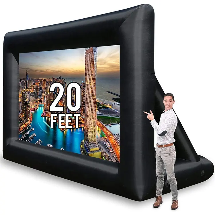 Écran de projection de cinéma gonflable de 10 pouces, 20 pieds, pour extérieur et intérieur, pour la publicité, film géant à vendre