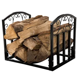 Black Powder Coated Metal <b>Firewood</b> Racks Indoor Outdoor <b>Log</b> Holder and Storage Accessories <b>for</b> Fireplace Sets & Accessories - Product Image 5
