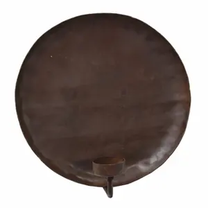 Plaque ronde en métal pour porte-lampe à thé Placage rustique Décoratif Style Designer Quantité Personnalisé Fait à la main