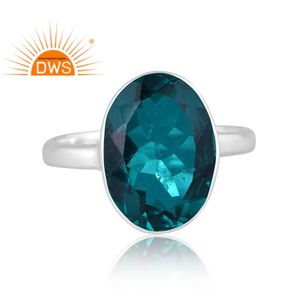 Anillo apilable de piedras preciosas de cuarzo aguamarina doble Natural de plata de ley fina 925 para fabricante de joyería de mujer - Product Image 2