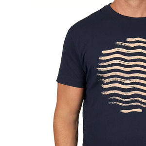 Camisetas de hombre/niño con diseño de ondas solares, hechas a medida por OEM, con serigrafía, color azul marino, colección de verano, de algodón orgánico puro. - Product Image 5