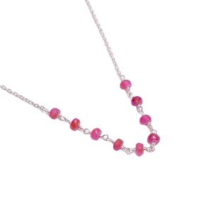Collar de cuentas de rubí Natural de alta calidad hecho a mano, cadena de eslabones étnicos de Plata de Ley 925 para boda, fiesta de compromiso, gran regalo - Product Image 1