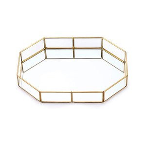 Marco de latón dorado para espejo y joyería de vidrio, bandeja decorativa de mesa hecha a mano, directa de la India, OEM, gran oferta - Product Image 1