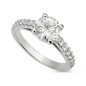 设计师戒指设计师钻石订婚戒指，美国宝石研究院 (GIA)-IGI认证钻石戒指，14k/18k白金皇冠爪设置