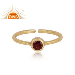 Fabulous Garnet Gemstone Ring Wholesale Yellow Gold Plated 925 Sterling Silver Open Band Ring Jewelry Suppliers - Product Image 2