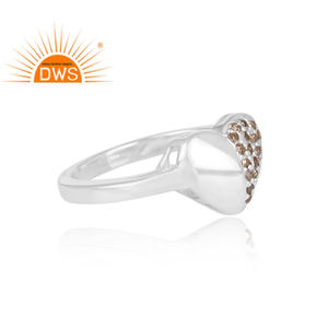 Anillo de Bodas de diamante pavé de plata de ley chapado en rodio blanco en forma de corazón, joyería para mujer, regalo para ella - Product Image 3