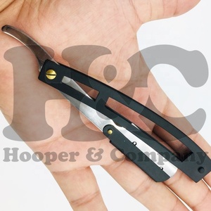 Custom Design Barber <b>Razors</b> New Handle Black Powder Coating Stainless Steel Barber <b>Razor</b> Mink Wholesale Logo Offer packing - Product Image 2