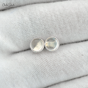 El producto más Popular, Topacio blanco, piedra preciosa, 7MM, cabujón redondo, piedra, Plata de Ley 925, joyería de moda, pendiente de tuerca para mujer - Product Image 3