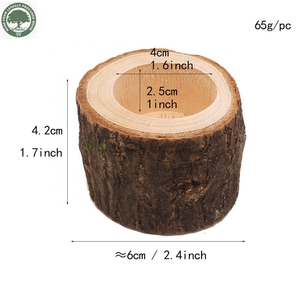Porte-bougie rustique en bois de pin naturel, pot à succulentes, centre de table écologique pour mariage et anniversaire - Product Image 2
