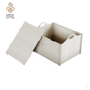 Cestino grande italiano di alta qualità EUROSUD in legno di betulla larghezza 50 cm con sistema ad incastro facile per negozi - Product Image 4