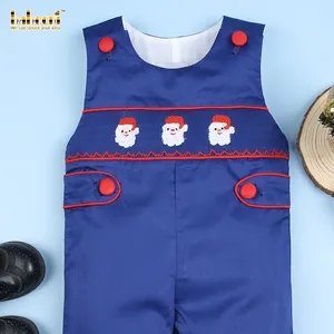 Giáng Sinh Santa Claus Tay Smocking Boy Longall Romper-BB1547