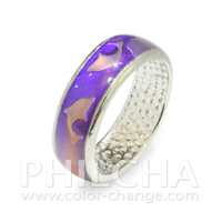 Bague unisexe Philcha MB593 en alliage de zinc, motif dauphin, à changement de couleur thermosensible, sertie d'une lunette, idéale pour cadeau/fête