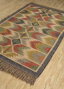 พรมขนสัตว์ถักนิตติมทรงพื้นที่สีแดงขาวลายเรขาคณิตสำหรับตกแต่งบ้านห้องรับแขกห้องรับประทานอาหารผู้ชาย - Product Image 2