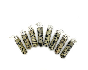 Fait à la main belle dalmatien jaspe balle/crayon pendentif Muntaha Agate Collection Premium qualité pierres précieuses artisanat en gros - Product Image 1