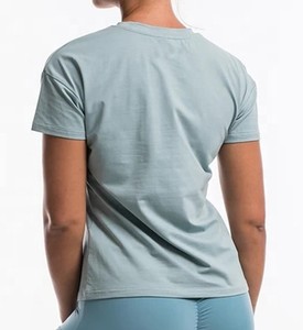 เสื้อยืดเข้ารูปสำหรับผู้หญิง,เสื้อยืดแขนสั้นสำหรับเล่นโยคะพิมพ์โลโก้ได้ตามต้องการ - Product Image 3