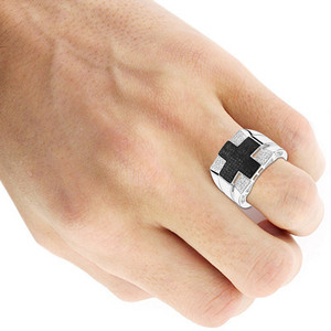 Anillo de oro blanco y negro con diamantes de 1,89 quilates para hombre, sortija, GEMA, 14k - Product Image 3