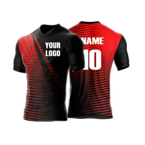 Camisa de futebol respirável de alta qualidade, uniforme de futebol com logotipo personalizado, camisa de futebol impressa para equipes de futebol