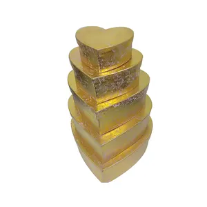 Kemasan hadiah kotak kosong emas kualitas tinggi menggunakan kotak berbentuk hati kertas Kraft buatan tangan dengan harga grosir