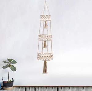 Macramé colgante de 3 niveles, cesta de fruta para cocina o decoración Bohemia - Product Image 4