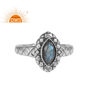 Bague en pierre précieuse naturelle, anneau ajustable, modèle 925, Labradorite Antique, vente en gros - Product Image 1
