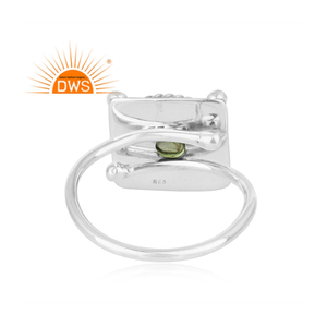 Bague en argent Sterling à Design Antique, vente en gros de bijoux artisanaux, en pierre précieuse, perpidon vert, 18,5mm - Product Image 3