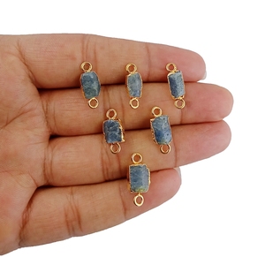 Connecteur galvanisé, pierre de naissance en saphir bleu brut, 1 pièce - Product Image 1