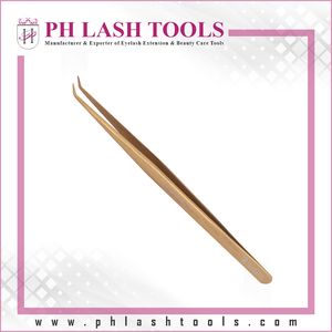 Pinzas doradas de volumen para extensión de pestañas, las mejores pinzas para aislamiento de pestañas, pinzas rectas delgadas de 6mm y 45 grados - Product Image 3