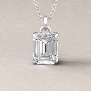 1.50CT Emerald Cut Moissanite Solitaire Pendentif Collier Pour Femmes Pendentif Plaqué Or 14K - Product Image 1