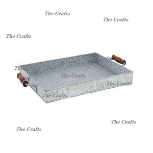 Classic Design Galvanized Food <b>Serving</b> <b>Tray</b> With Handles Wedding Event And Party Decorative <b>Tray</b> With <b>Round</b> Shape - Product Image 2